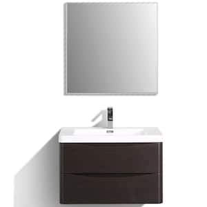 Smile 30 in. W x 20 in. D x 21 in. H Bathroom Vanity in Chesnut with White Acrylic Top with White Sink