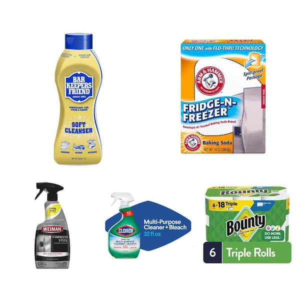 Cleaning Kit with Bleach, Paper Towels (6 Rolls) and Cleaners
