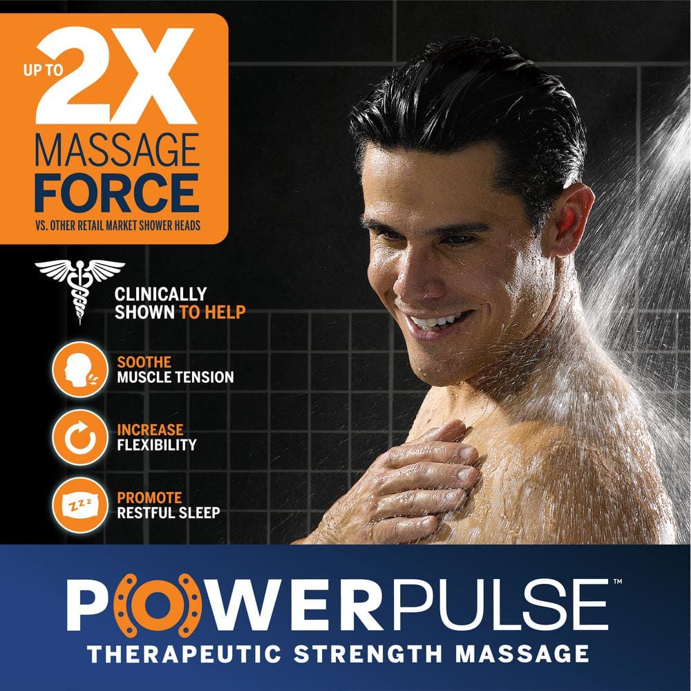 Chrome Handheld Wall Mounted Shower Head with Pulse Massage