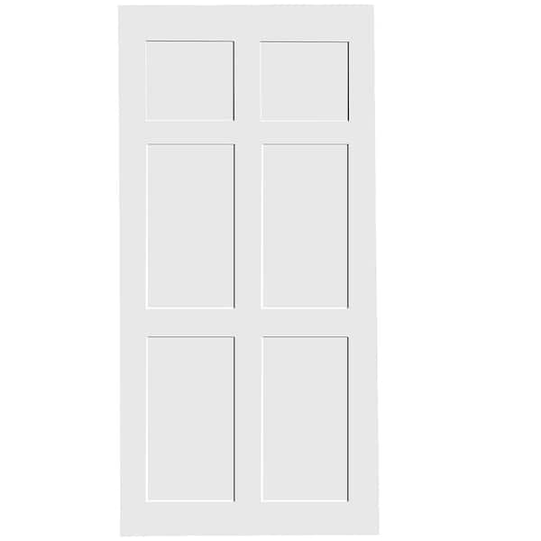36 in. x 80 in. 6-Panel MDF Primed White Interior Door Slab