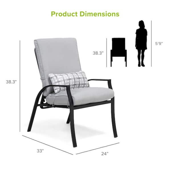 Outdoor The - Pillow Palma Cushions GREEMOTION Backrest Home Adjustable Depot (6-Pack) and GHN-4245-8QL Lumbar Gray With Dining Steel Chair
