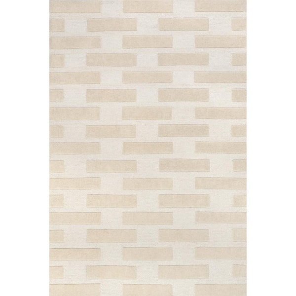 Remy Crosshatch Wool Beige 9 ft. x 12 ft. Indoor/Outdoor Patio Area Rug
