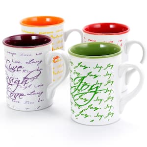 Inspirational Words 16 oz. Assorted color Ceramic Mug (Set of 4)
