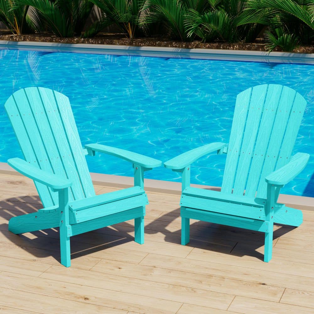 Mximu Classic Aruba Blue Plastic Outdoor Patio Adirondack Chair