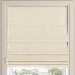 Somerton Cordless Linen 100% Blackout Textured Fabric Roman Shade 31 in. W x 64 in. L