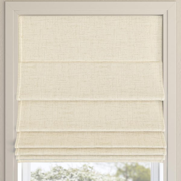 Sun Zero Somerton Cordless Linen 100% Blackout Textured Fabric Roman Shade 39 in. W x 64 in. L