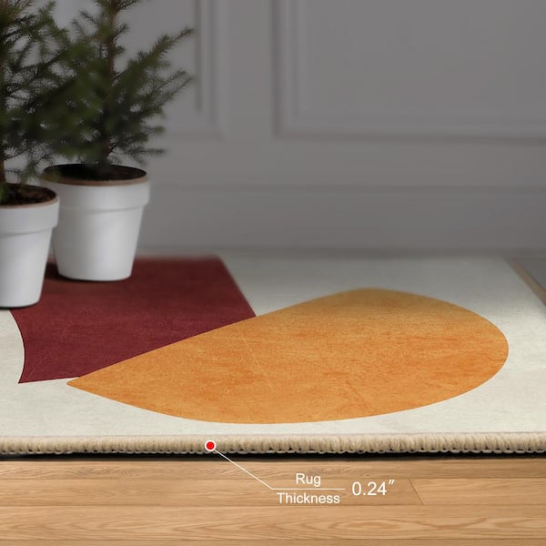 Multi-Colored 8 ft. x 10 ft. Earth Tone Washable Geometric Art Area Rug