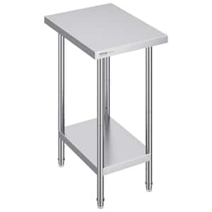 24 in. x 18 in. x 34 in. Silver Stainless Steel Commercial Kitchen Prep Table 640 lbs. Worktable w/ 3 Adjustable Height