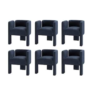 Fabrizius Navy Modern Left-facing Cutout Dining Chair with 3Legged Design (Set of 6)