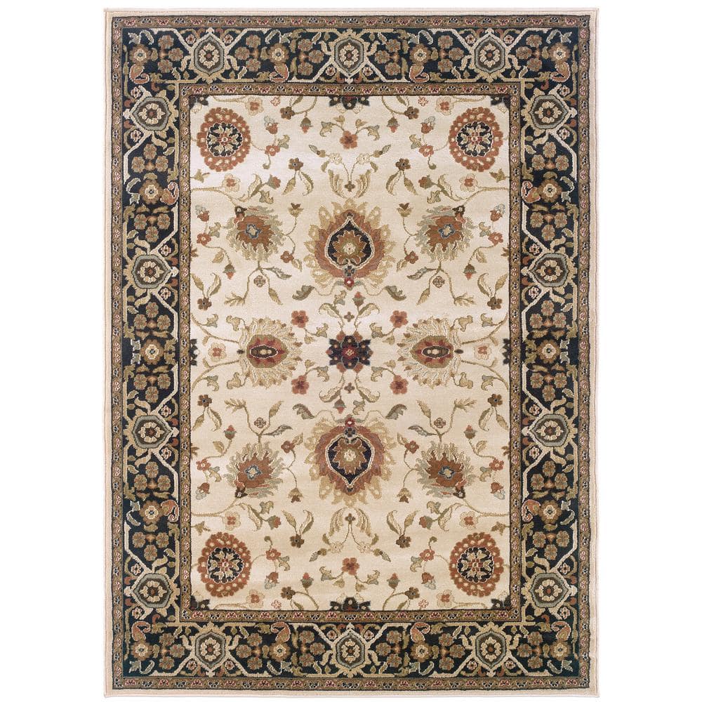Hickory Beige/Black 4 ft. x 6 ft. Oriental Area Rug