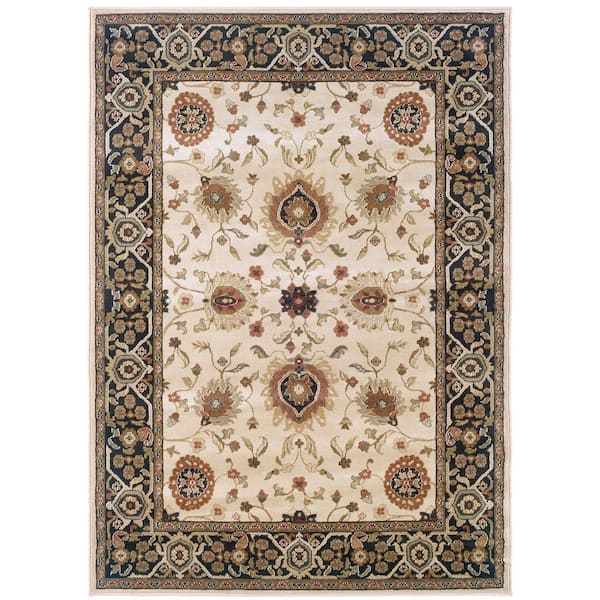 Unbranded Hickory Beige/Black 4 ft. x 6 ft. Oriental Area Rug