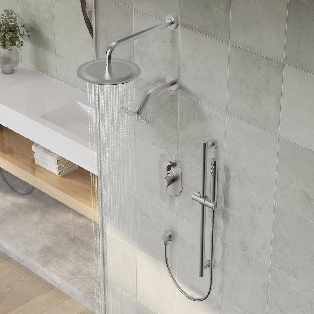 Dual Function Brushed Nickel Stainless Steel Shower System