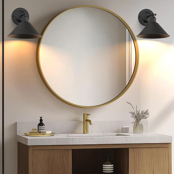 9 in. 2-Pack Black Wireless Wall Sconces, Dimmable LED Wall Lights with Remote Control for Bathroom