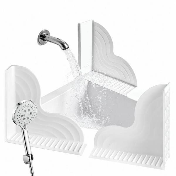 2 Pack Silicone Bathtub Splash Guard with Suction Cups and Self-Draining Slope for Tub Shower Kitchen RV