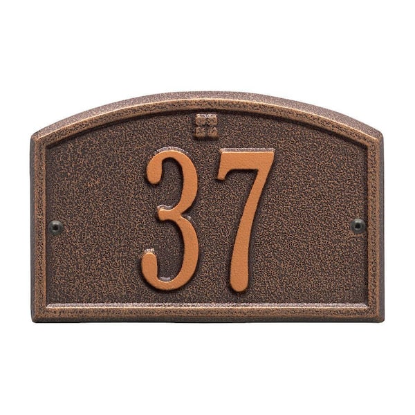 Whitehall Products Cape Charles Rectangular Antique Copper Petite Wall 1-Line Address Plaque