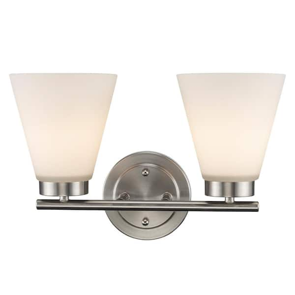 Bel Air Lighting Fifer 145 In 2 Light Brushed Nickel Bathroom Vanity Light Fixture With