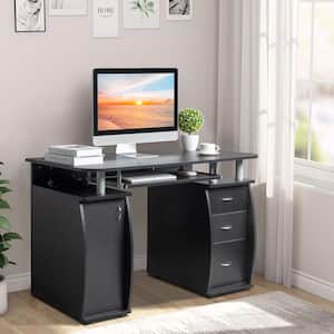 47.28 in. W Complete Workstation Black Computer Desk with Storage, 3-Drawers
