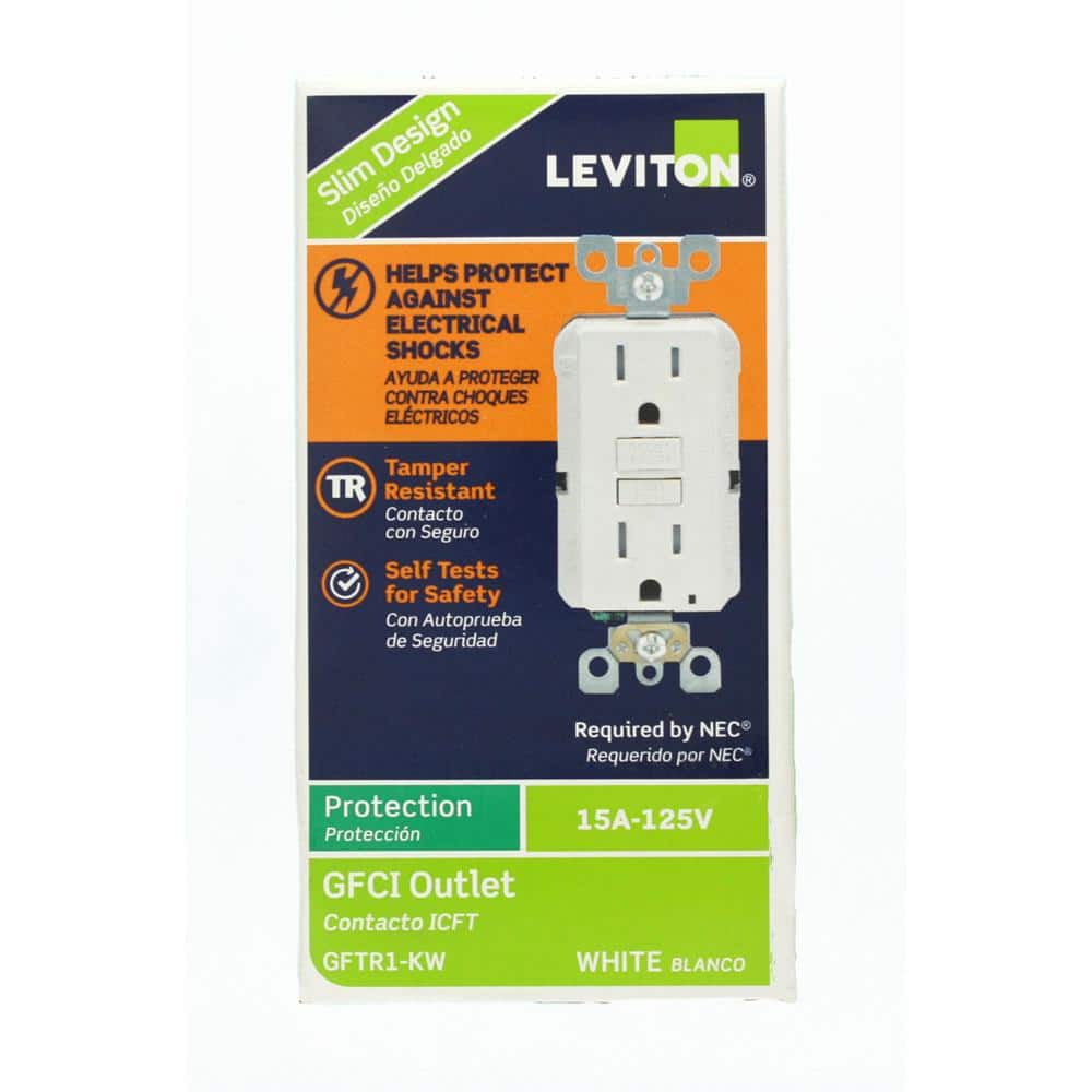 White Tamper Resistant GFCI Outlet with Wall Plate and Indicator Light