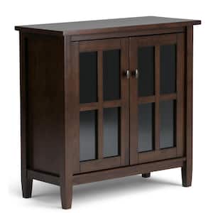 Warm Shaker Solid Wood 32 in. Wide Transitional Low Storage Cabinet in Tobacco Brown