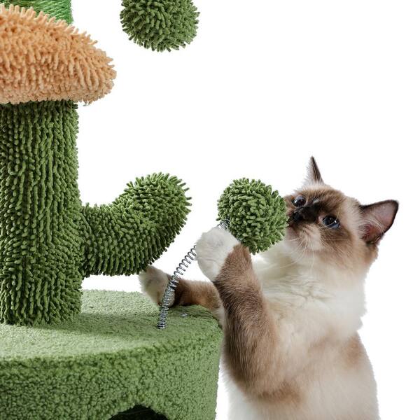 cenadinz Medium Cat Oasis Series 32 in. Cactus Plush Cat Tree  CH1AMT0133GN-HZ - The Home Depot