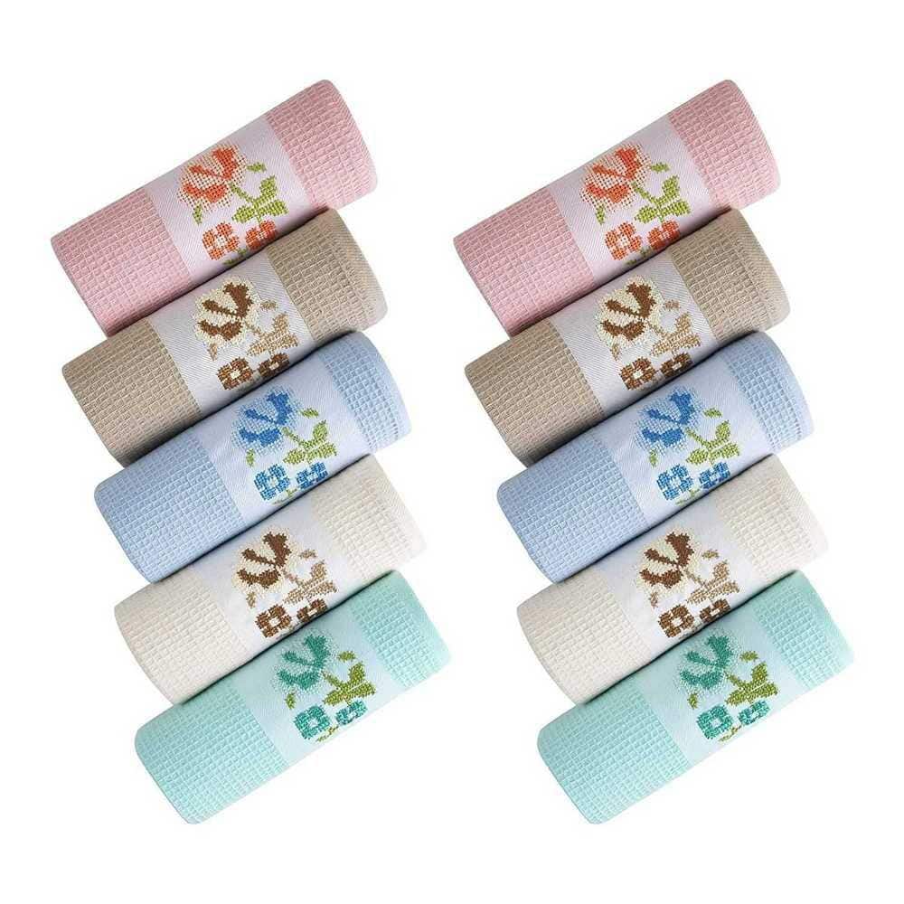 KAFTHAN Textile Thrive Multicolor Jacquard Solid Cotton Kitchen Towel Set (