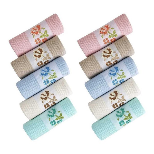 Unbranded KAFTHAN Textile Thrive Multicolor Jacquard Solid Cotton Kitchen Towel Set (Set of 10)