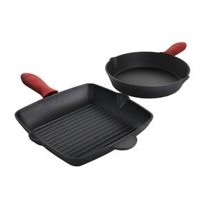 Pre-Seasoned 4-Piece Cast Iron Skillet Set with Silicone Handles