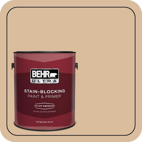 BEHR ULTRA 1 gal. #BXC-40 Soft Wheat Extra Durable Flat Interior Paint & Primer