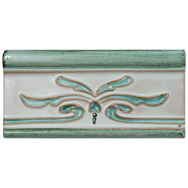 Novecento Cenefa Evoli Aguamarina 2-5/8 in. x 5-1/8 in. Glossy Ceramic Wall Tile Trim