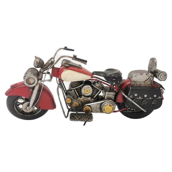 PETERSON ARTWARES Red 16.25 x 5.5 x 7.5 in. Motorcycle Metal Model ...