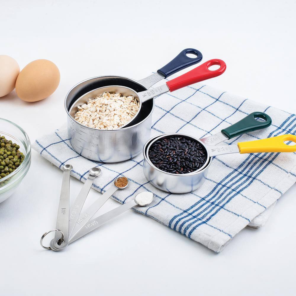 Color-Coded Stainless Steel Measuring Cup Set with Engraved Measurements