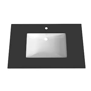 Monica 36 in. W x 22 in. D Porcelain Vanity Top in Black with Center Basin