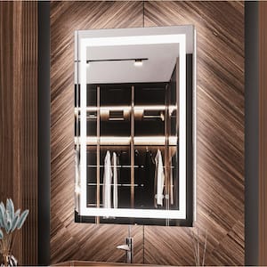 24 in. W x 36 in. H Rectangular Frameless LED Light Anti-Fog Wall Bathroom Vanity Mirror with Backlit and Front Light