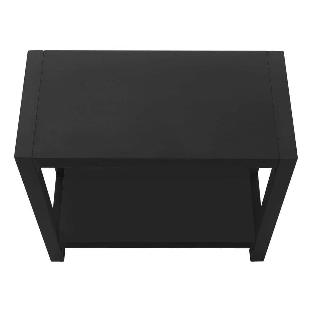 Black Metal Rectangular End Table with Shelf