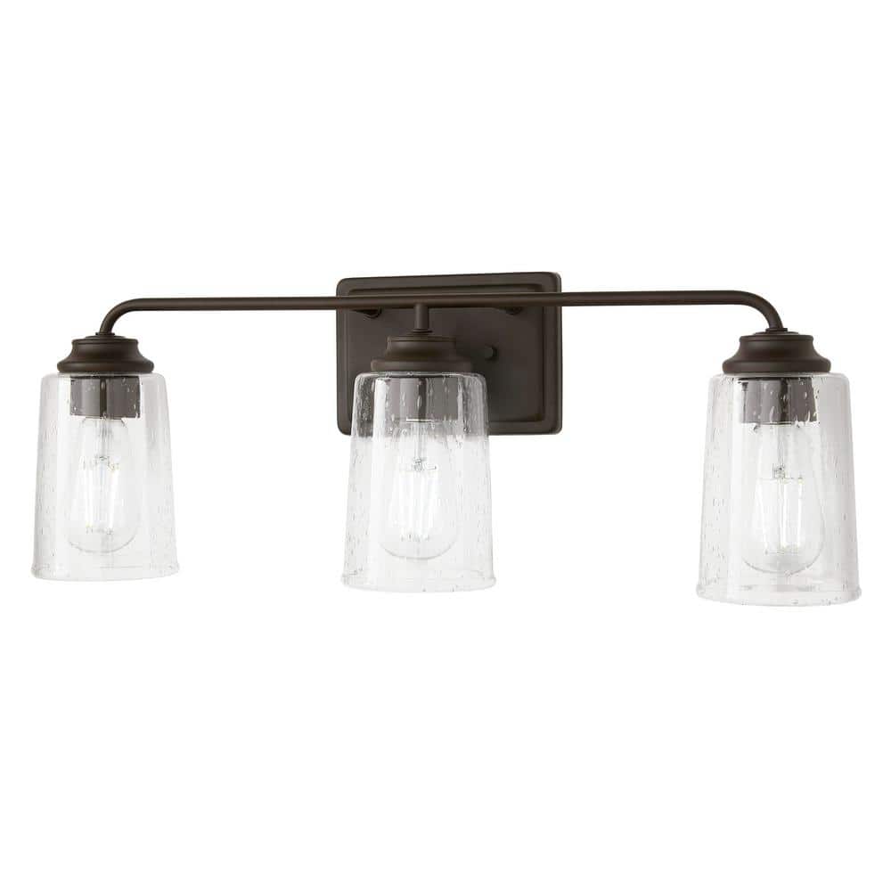 Evangeline 23" Modern Bronze 3-Light Bathroom Vanity Fixture with Clear Glass Shades