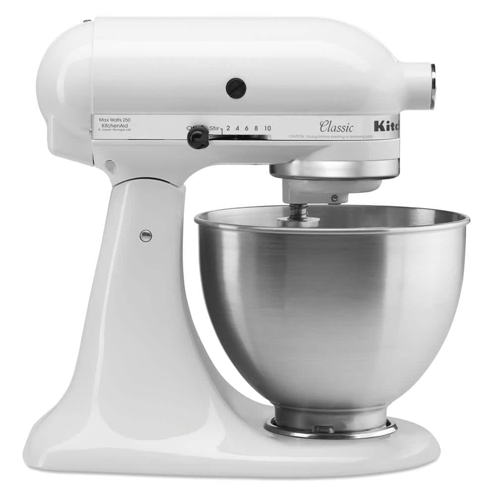 is Forestående Grundig KitchenAid Classic Series 4.5 Qt. 10-Speed White Stand Mixer with Tilt-Head  K45SSWH - The Home Depot