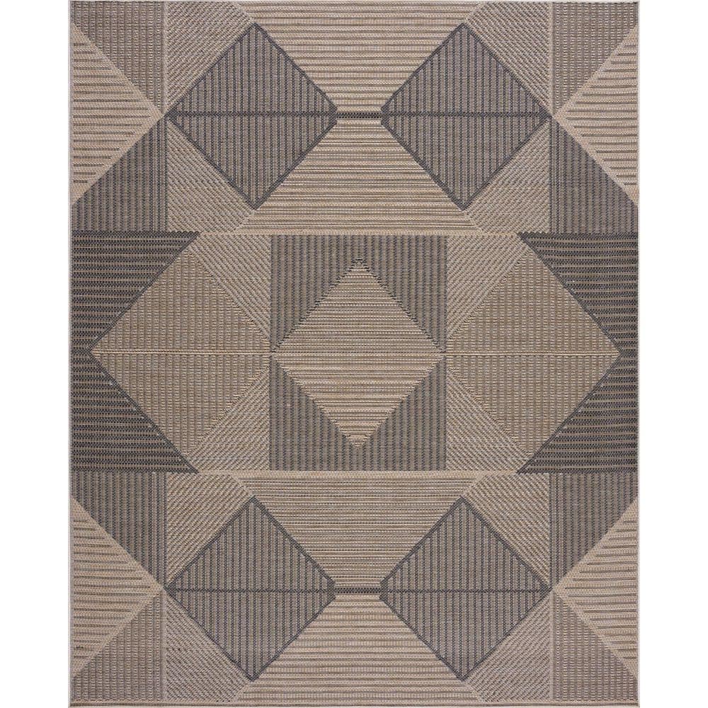 5x7 Rectangular Rugs Tayse Rugs Bailey Black 5 ft. x 7 ft. Transitional Geometric Flat Weave ...