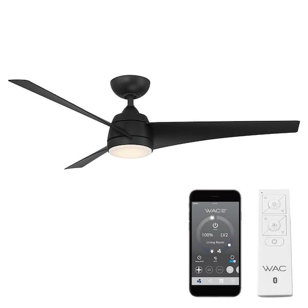 WAC Lighting Sonoma 56 in. Integrated LED Indoor and Outdoor 3-Blade Smart Ceiling Fan Matte Black with Remote 3000k