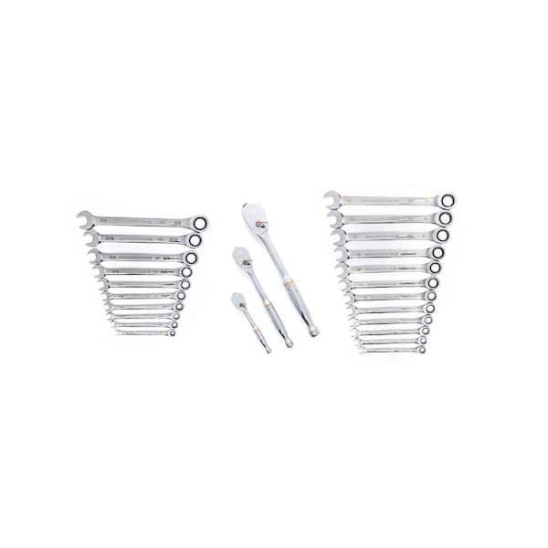 90T Gearpack SAE/Metric Ratcheting Wrench and Ratchet Tool Set (25-Piece)