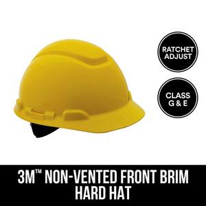 Yellow Non-Vented Hard Hat with Ratchet Adjustment