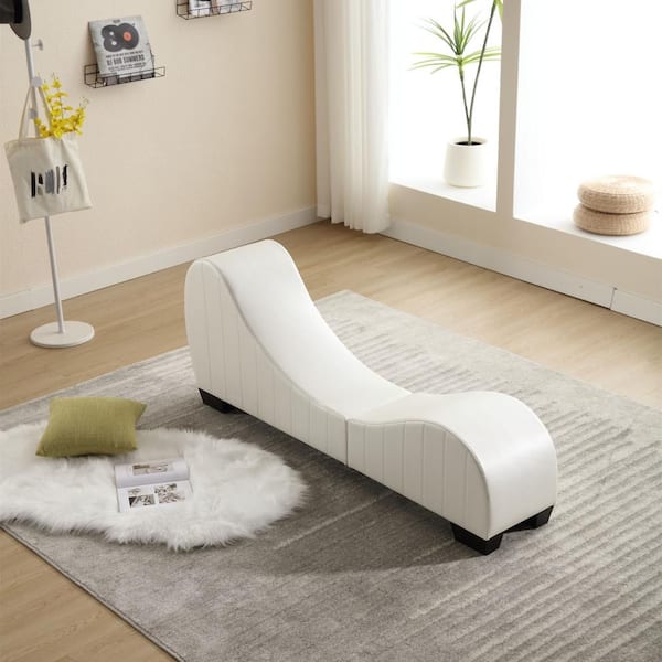62 in. Decompression Yoga Chaise Lounge Curved Sofa PU Leisure Chair Living Room Bedroom for Stretching Relaxation