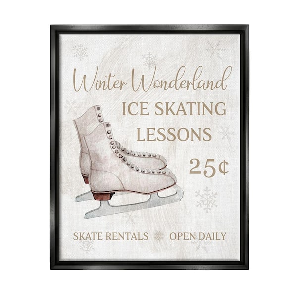 Stupell Industries Skating Lessons Sign by Conrad Knutsen 1-Piece Floater Frame Graphic Print Typography Poster Art Print 21 in. x 17 in.