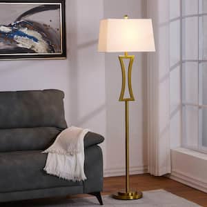 Montgomery 63.75 in. Gold Metal Floor Lamp with White Bell Shade