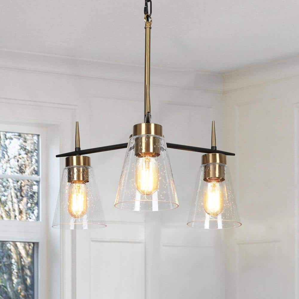 3-Light Black and Gold Chandelier price history on PriceWatchPro