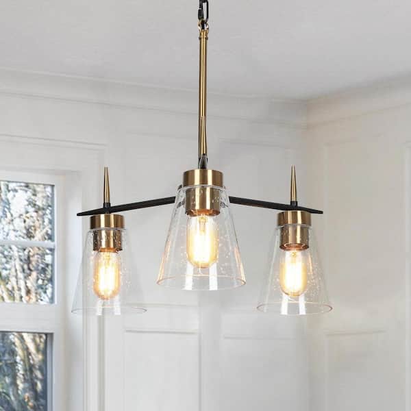 Uolfin 3-Light Black and Gold Chandelier