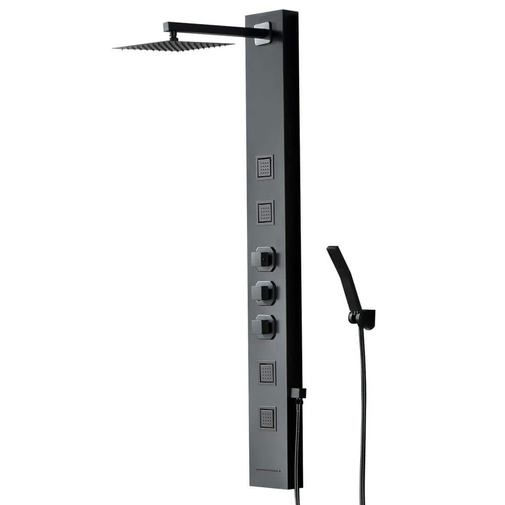 4-Jet Rainfall Shower Panel System with Rainfall Shower Head and Shower Wand in Black price history on PriceWatchPro