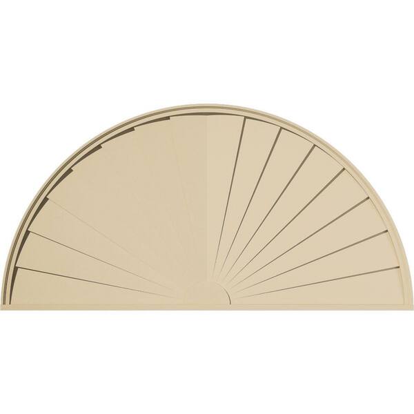 76-in. W x 38-in. H x 2-in. P Half Round Sunburst Signature Urethane Pediment, Primed Tan