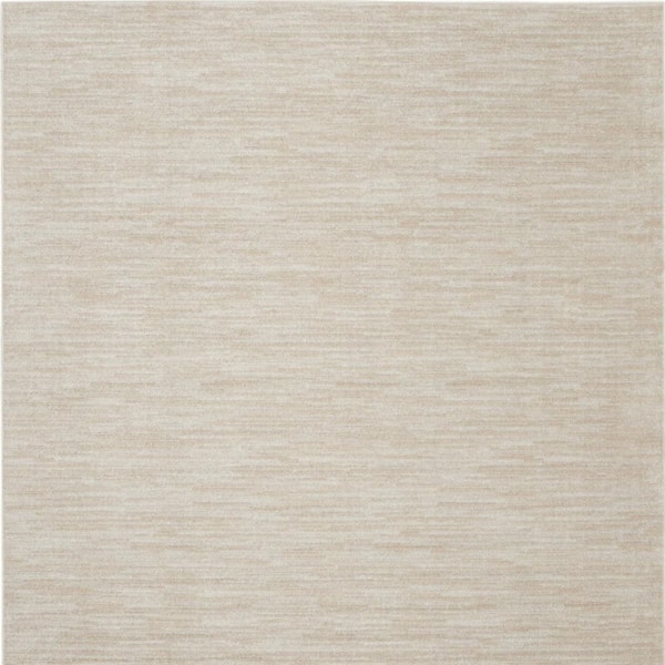 Beige, Ivory 5 ft. x 5 ft. Woven Polypropylene Indoor/Outdoor Area Rug