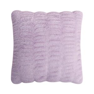 Juicy Pleated Faux Fur Lavendar 20 in. x 20 in. Throw Pillow