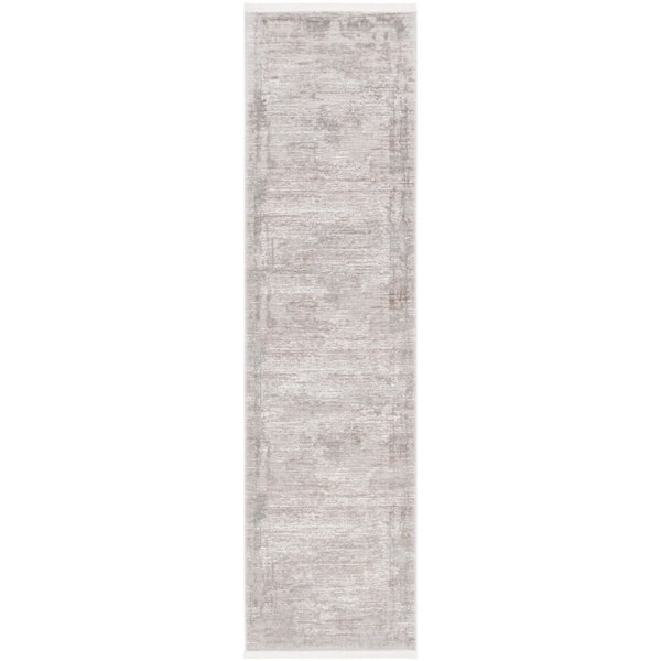 Platinum 2 ft. x 8 ft. Gray/Beige Solid Runner Rug